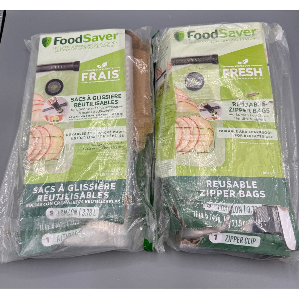 FoodSaver Reusable Vacuum‎ Zipper Bags 1 Gallon 16 Count 2 Packs BPA Free